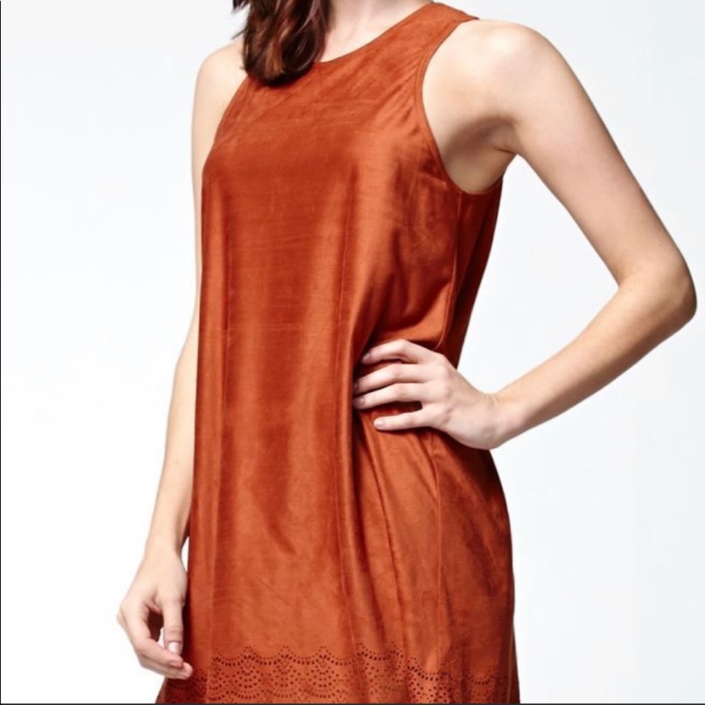 LA hearts suede burnt orange dress